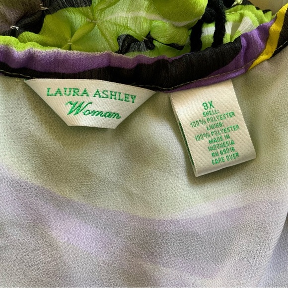 Laura Ashley Colorful Flowy Top Blouse Size 3X Womens Yellow Green Purple - Picture 11 of 12